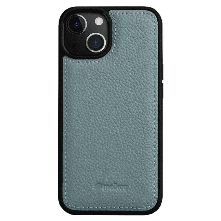 MELKCO For iPhone 14 Plus Case Genuine  Leather Coated Phone Cover