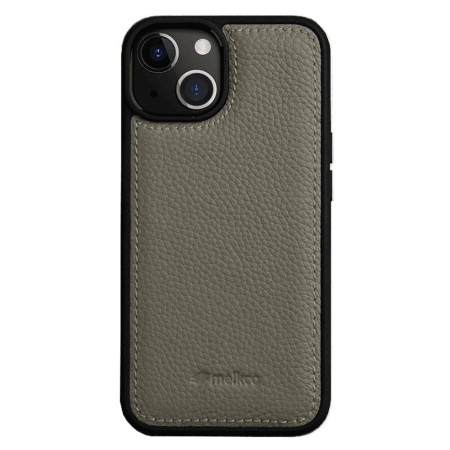 MELKCO For iPhone 14 Plus Case Genuine  Leather Coated Phone Cover