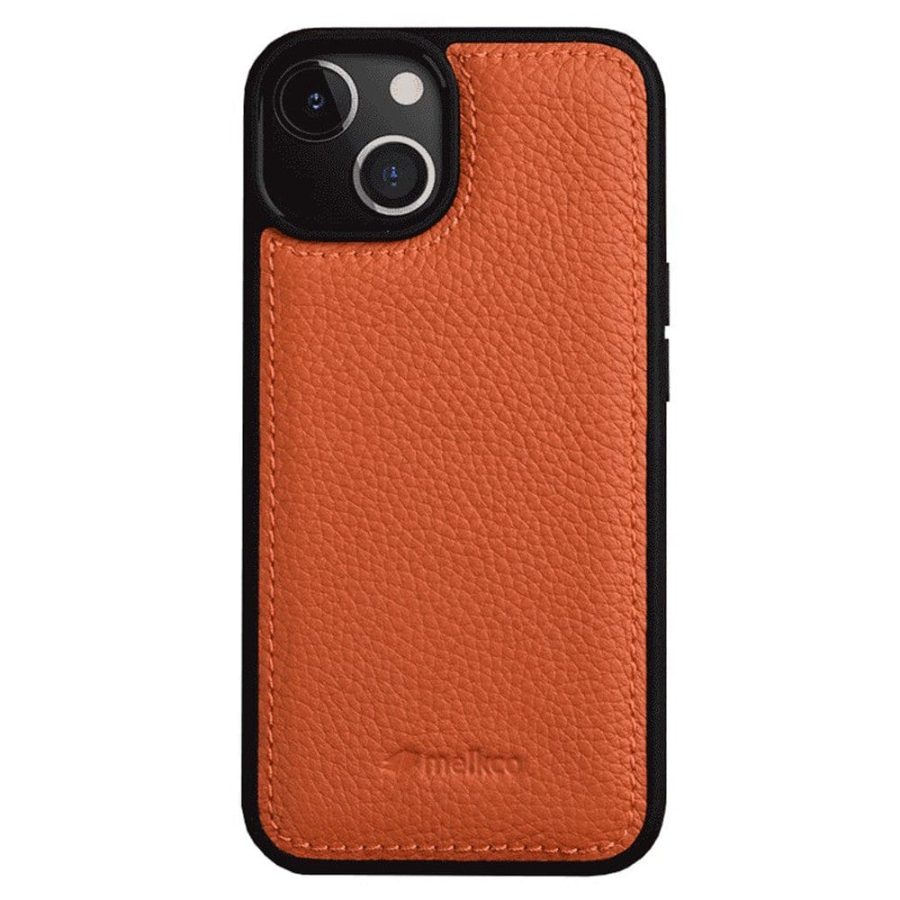 MELKCO For iPhone 14 Plus Case Genuine  Leather Coated Phone Cover