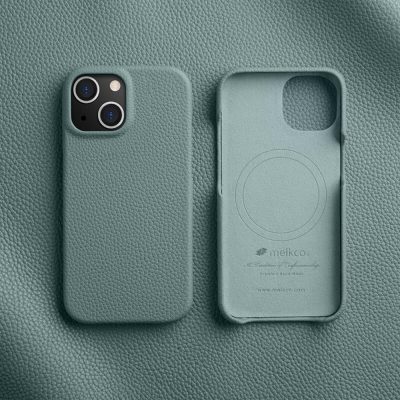 MELKCO For iPhone 15 Plus Case Full-Wrap Genuine Leather Premium Phone Cover | Compatible with MagSafe