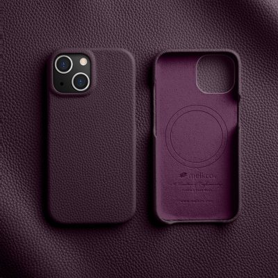 MELKCO For iPhone 14 Plus Case Full-Wrap Genuine Leather Premium Phone Cover | Compatible with MagSafe