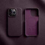 MELKCO For iPhone 14 Pro Case Full-Wrap Genuine Leather Premium Phone Cover | Compatible with MagSafe