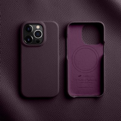 MELKCO For iPhone 14 Pro Max Case Full-Wrap Genuine Leather Premium Phone Cover | Compatible with MagSafe
