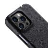 MELKCO For iPhone 15 Pro Max Flip Case Genuine Leather Vertical Phone Cover
