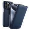 MELKCO For iPhone 15 Pro Max Flip Case Genuine Leather Vertical Phone Cover