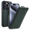 MELKCO For iPhone 15 Pro Max Flip Case Genuine Leather Vertical Phone Cover
