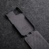 MELKCO For iPhone 15 Pro Flip Case Genuine Leather Vertical Phone Cover