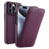 MELKCO For iPhone 15 Pro Flip Case Genuine Leather Vertical Phone Cover