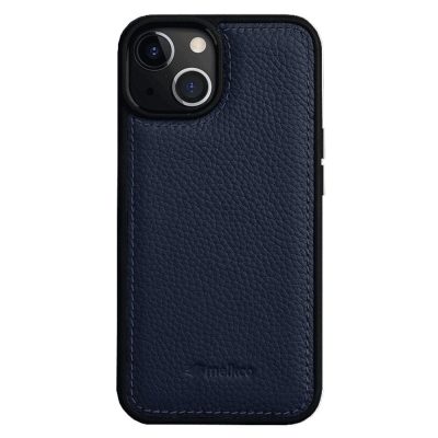 MELKCO For iPhone 15 Plus Case Genuine Leather Coated Phone Cover