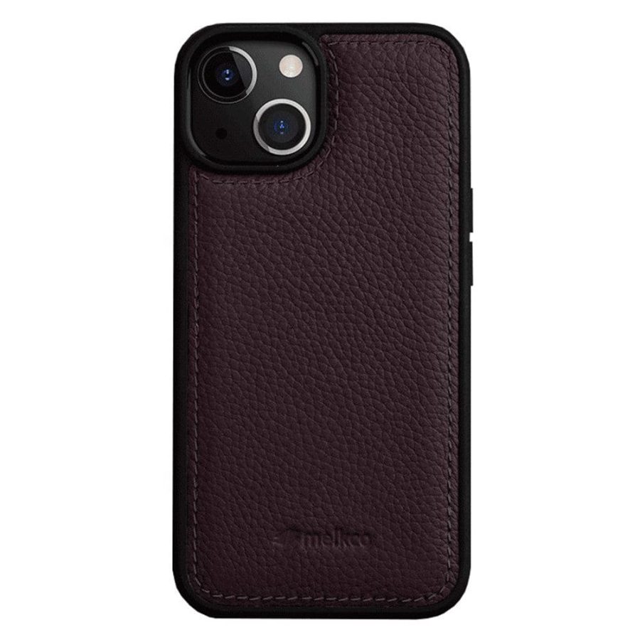 MELKCO For iPhone 15 Plus Case Genuine Leather Coated Phone Cover