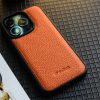MELKCO For iPhone 15 Pro Case Genuine Leather Coated Phone Cover