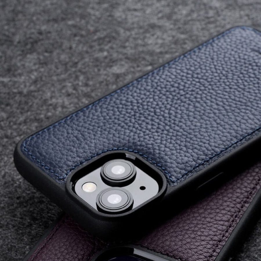 MELKCO For iPhone 15 Case Genuine Leather Coated Phone Cover