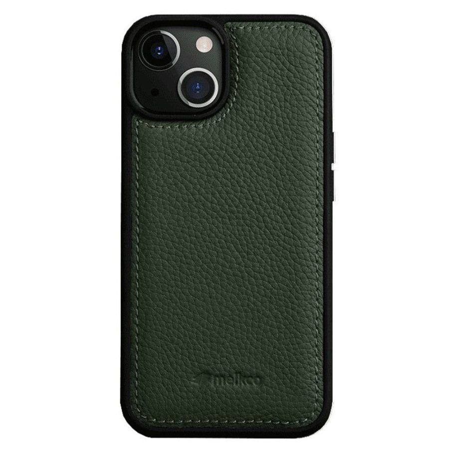 MELKCO For iPhone 15 Case Genuine Leather Coated Phone Cover