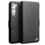 QIALINO For Samsung Galaxy S23+ Wallet Case Genuine Leather Magnetic Closure Flip Phone Cover