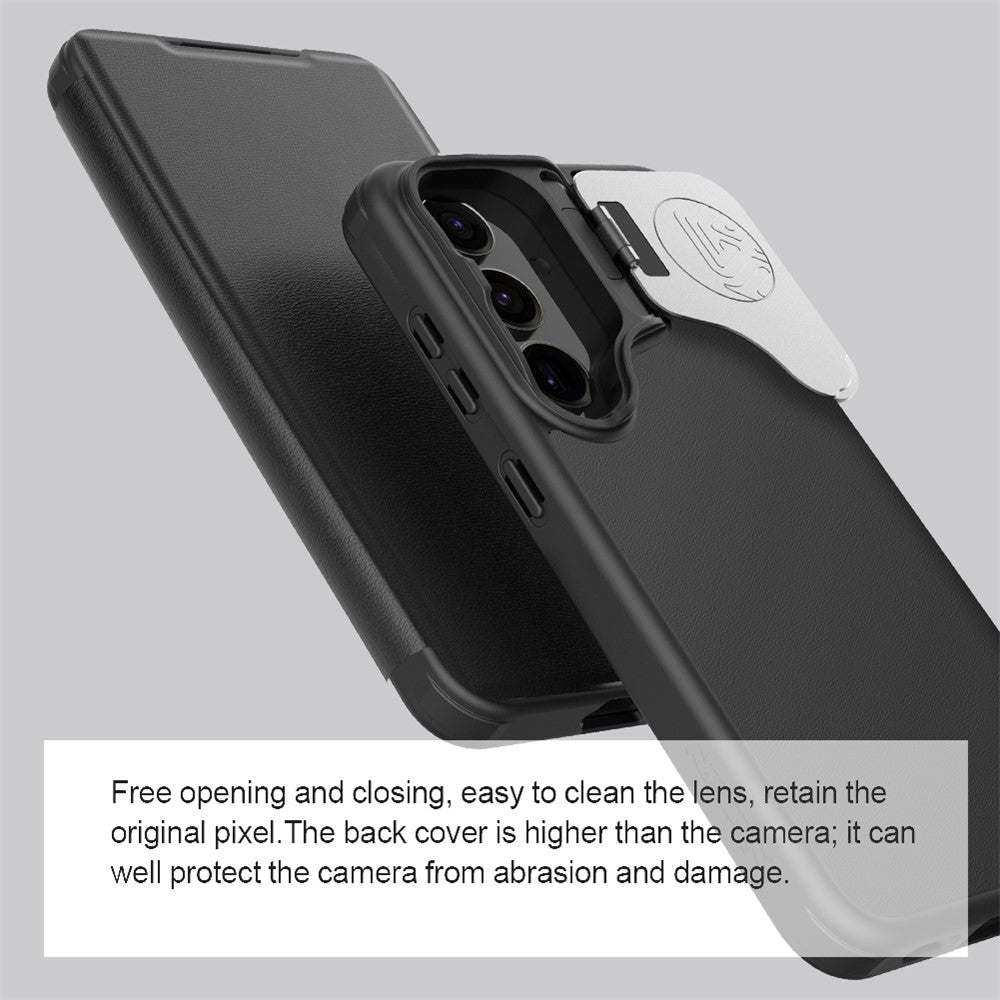 NILLKIN Qin Prop Series for Samsung Galaxy S24 Leather Case Lens Protection Kickstand Phone Cover - Image 8