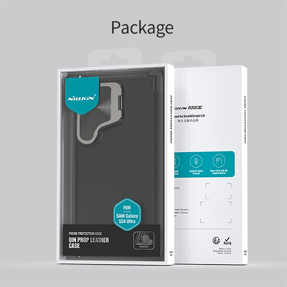 NILLKIN Qin Prop Series for Samsung Galaxy S24 Leather Case Lens Protection Kickstand Phone Cover - Image 9