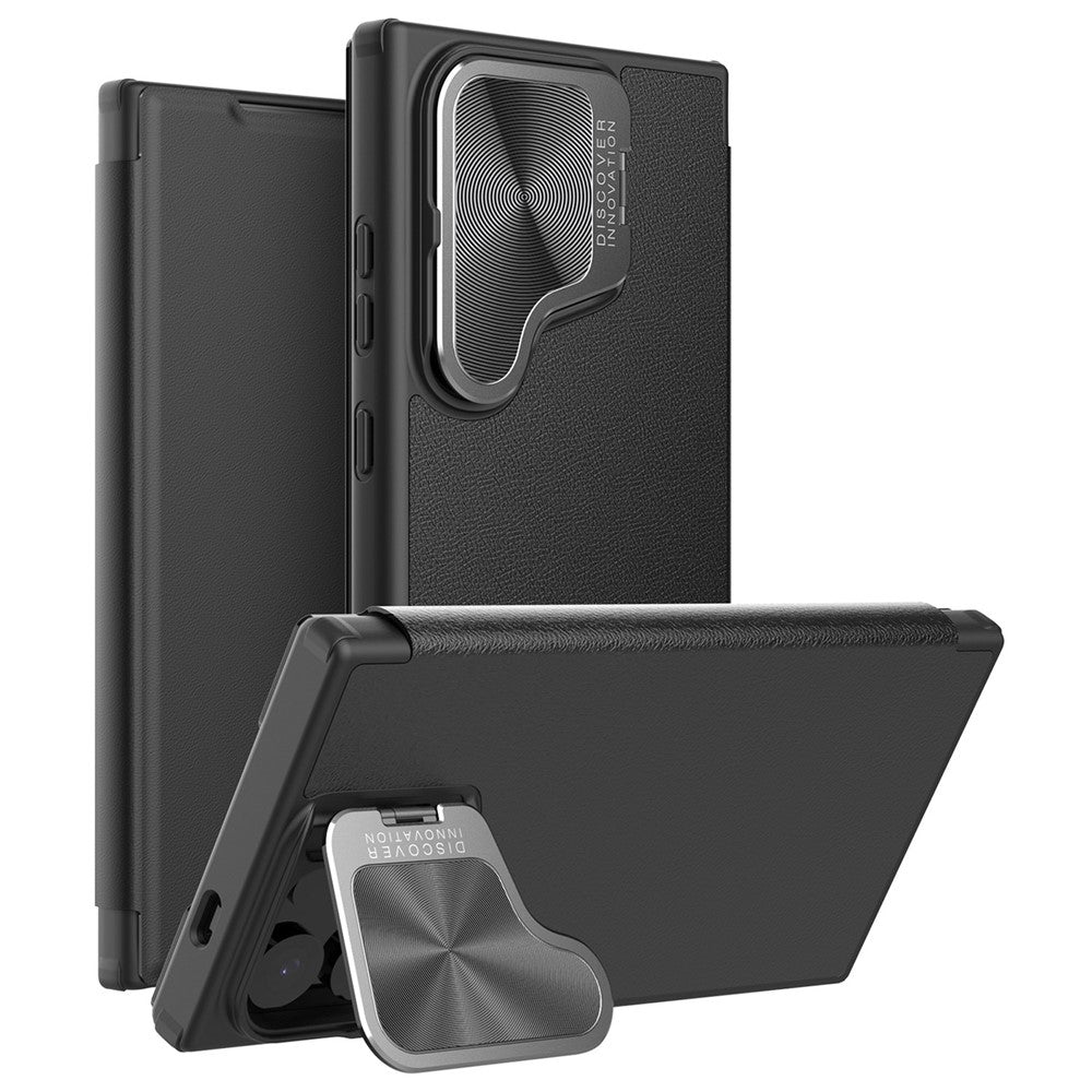 NILLKIN Qin Prop Series for Samsung Galaxy S24 Ultra Leather Case Camera Lid Kickstand Phone Cover