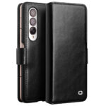 QIALINO For Samsung Galaxy Z Fold4 Wallet Case Waxy Genuine Leather Flip Phone Cover with Magnetic Closure