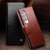 660172237B-6 QIALINO For Samsung Galaxy Z Fold4 Wallet Case Waxy Genuine Leather Flip Phone Cover with Magnetic Closure