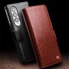 660172237B-8 QIALINO For Samsung Galaxy Z Fold4 Wallet Case Waxy Genuine Leather Flip Phone Cover with Magnetic Closure