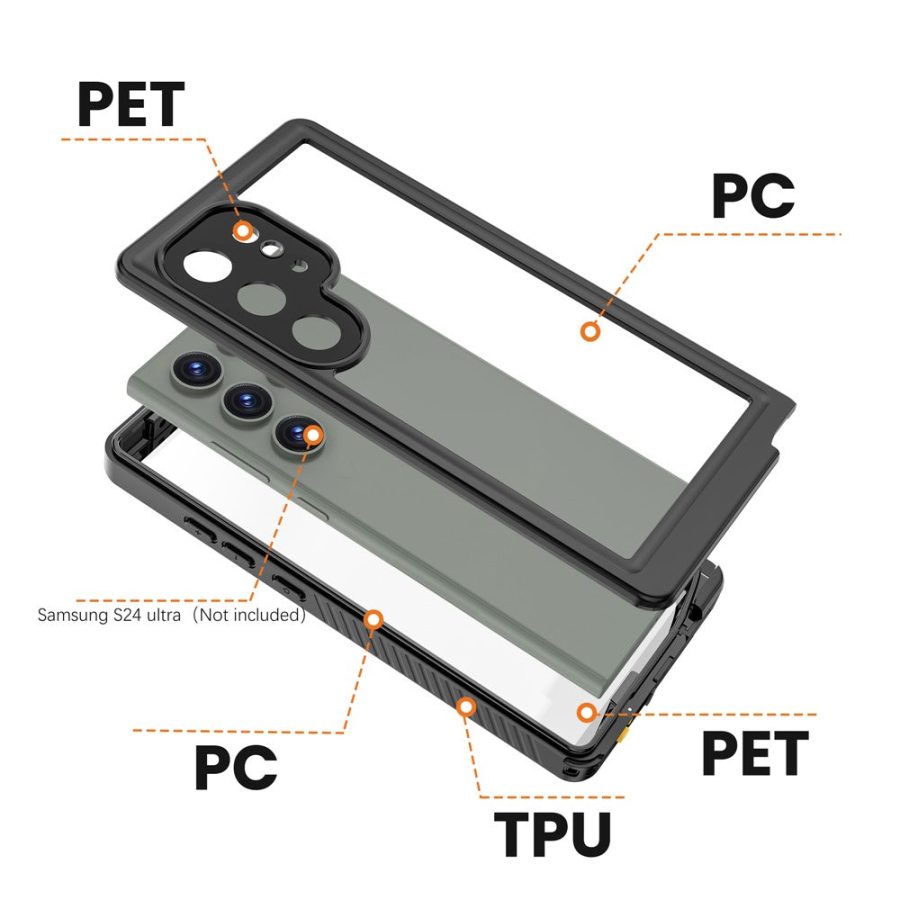 660175545A-6 REDPEPPER FS Series for Samsung Galaxy S24 Ultra IP68 Waterproof Case Clear Back Phone Cover