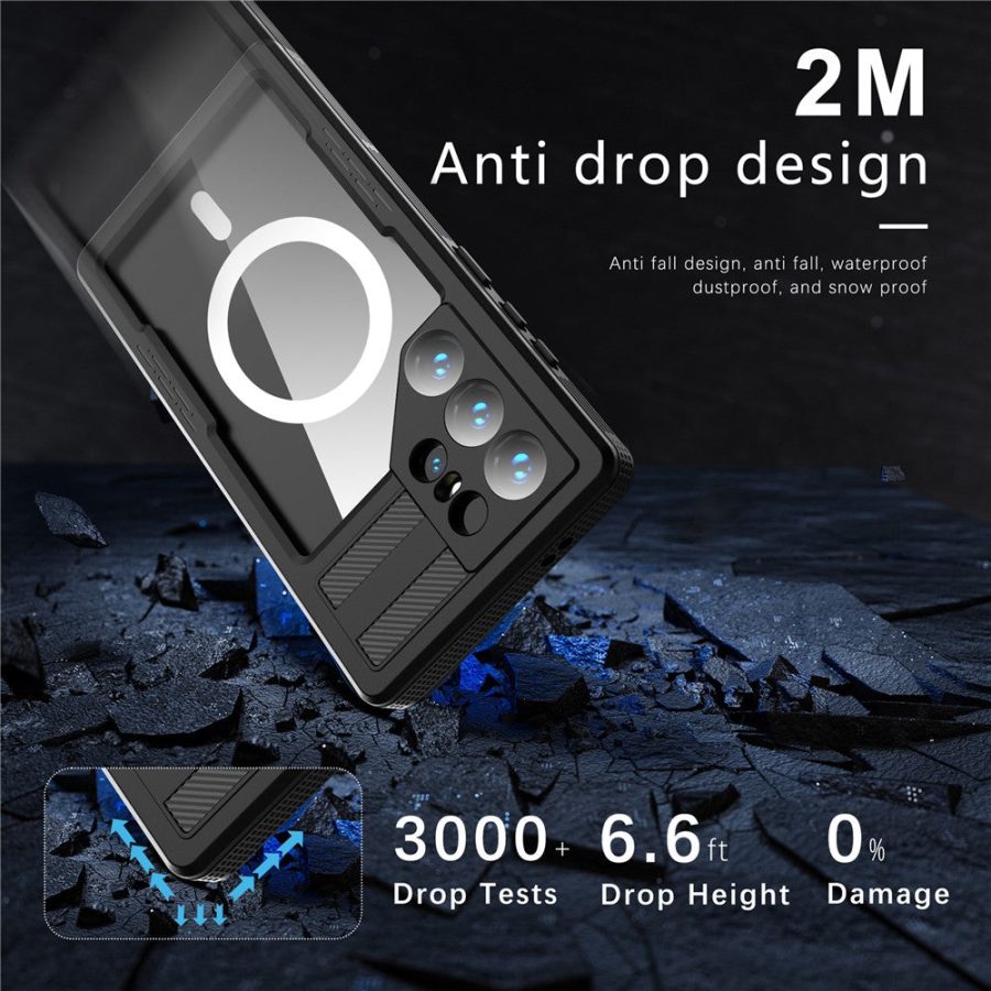 660177996A-2 REDPEPPER for Samsung Galaxy S24 Ultra Magnetic IP68 Waterproof Case Clear Phone Cover