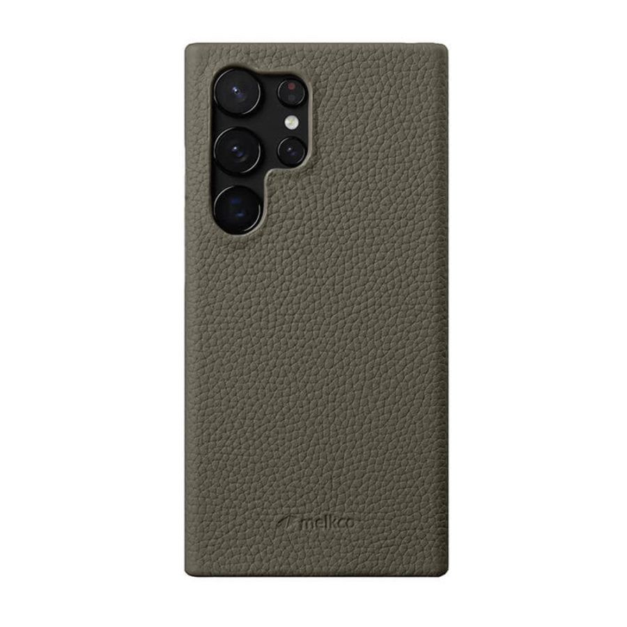 660178276D-1 MELKCO For Samsung Galaxy S24 Ultra Premium Genuine Leather Open Edge Phone Cover