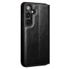 660178312A-5 QIALINO For Samsung Galaxy S24 Wallet Case Waxy Genuine Leather Flip Phone Cover
