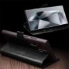 660178313A-5 QIALINO For Samsung Galaxy S24 Ultra Wallet Case Waxy Genuine Leather Magnetic Closure Flip Phone Cover