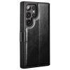 660178313A-9 QIALINO For Samsung Galaxy S24 Ultra Wallet Case Waxy Genuine Leather Magnetic Closure Flip Phone Cover