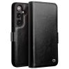 660178314A-1 QIALINO For Samsung Galaxy S24 Wallet Case Waxy Genuine Leather Magnetic Closure Flip Phone Cover