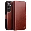660178314B-1 QIALINO For Samsung Galaxy S24 Wallet Case Waxy Genuine Leather Magnetic Closure Flip Phone Cover