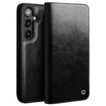 QIALINO For Samsung Galaxy S24+ Wallet Case Waxy Genuine Leather Flip Phone Cover