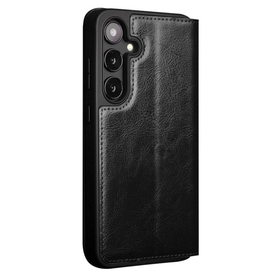 660178315A-5 QIALINO For Samsung Galaxy S24+ Wallet Case Waxy Genuine Leather Flip Phone Cover