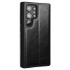 660178316A-12 QIALINO For Samsung Galaxy S24 Ultra Wallet Case Waxy Genuine Leather Flip Phone Cover