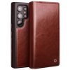 660178316B-1 QIALINO For Samsung Galaxy S24 Ultra Wallet Case Waxy Genuine Leather Flip Phone Cover