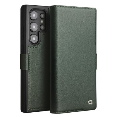 660180431A-1 QIALINO For Samsung Galaxy S24 Ultra Wallet Case Genuine Leather Magnetic Closure Flip Phone Cover