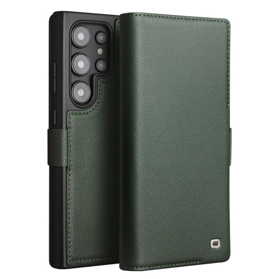 660180431A-1 QIALINO For Samsung Galaxy S24 Ultra Wallet Case Genuine Leather Magnetic Closure Flip Phone Cover
