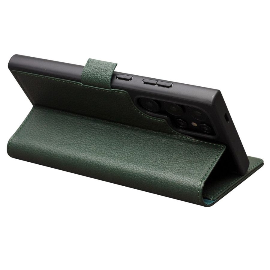 660180431A-3 QIALINO For Samsung Galaxy S24 Ultra Wallet Case Genuine Leather Magnetic Closure Flip Phone Cover