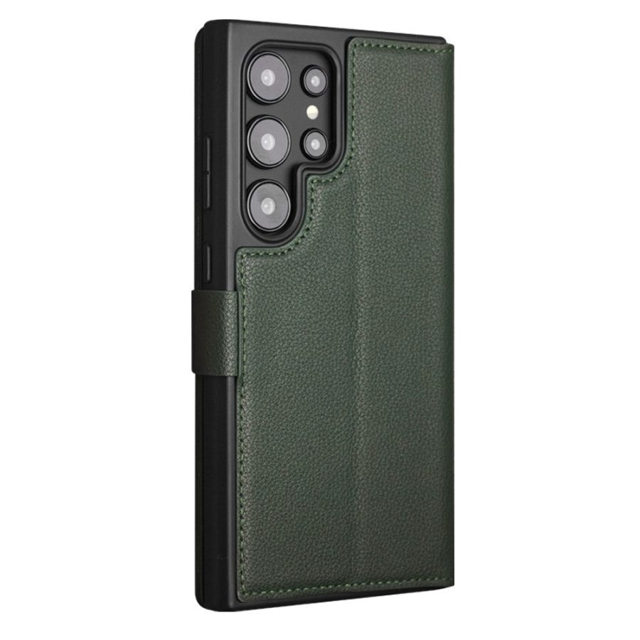 660180431A-4 QIALINO For Samsung Galaxy S24 Ultra Wallet Case Genuine Leather Magnetic Closure Flip Phone Cover