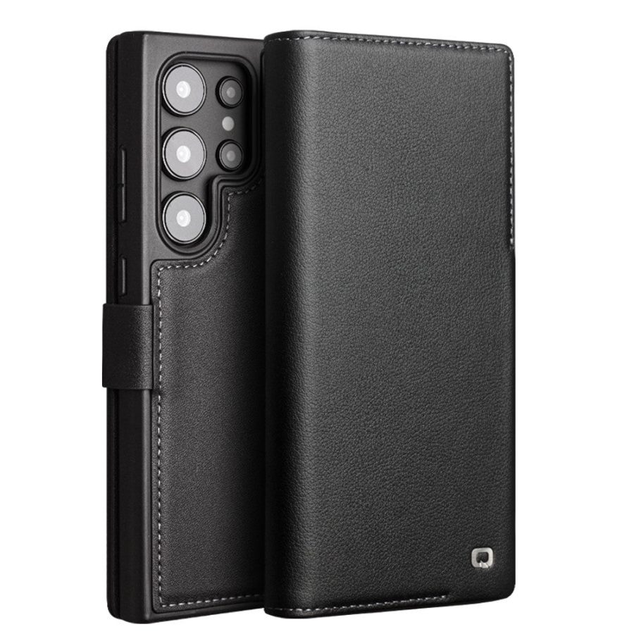 660180431B-1 QIALINO For Samsung Galaxy S24 Ultra Wallet Case Genuine Leather Magnetic Closure Flip Phone Cover
