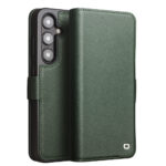 QIALINO For Samsung Galaxy S24 Wallet Case Genuine Leather Magnetic Closure Flip Phone Cover