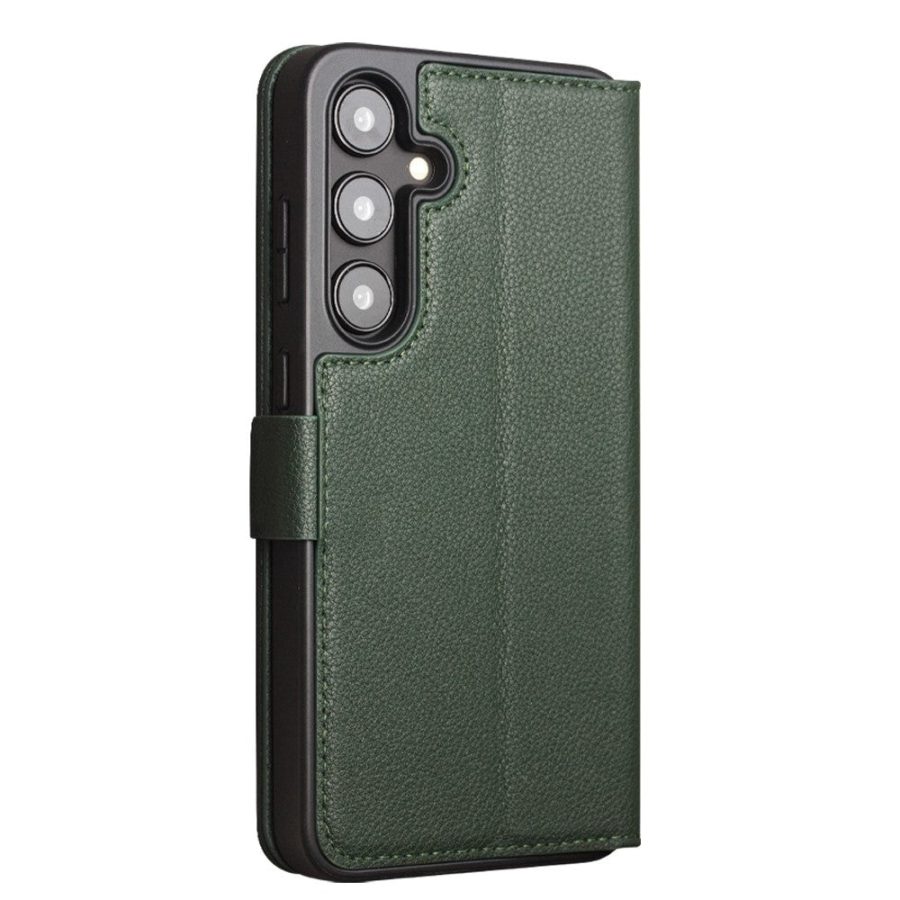 660180432B-4 QIALINO For Samsung Galaxy S24 Wallet Case Genuine Leather Magnetic Closure Flip Phone Cover