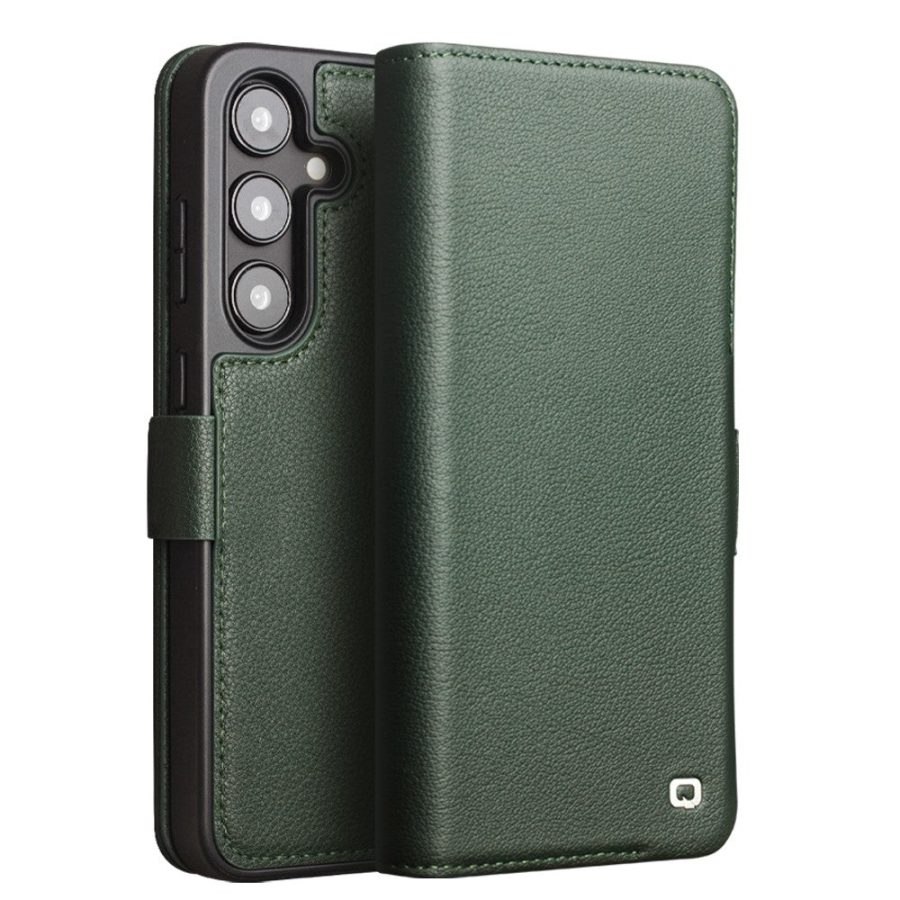 660180433A-1 QIALINO For Samsung Galaxy S24+ Wallet Case Genuine Leather Flip Phone Cover with Magnetic Closure