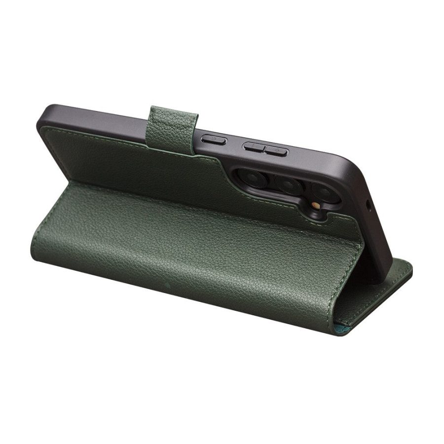 660180433A-3 QIALINO For Samsung Galaxy S24+ Wallet Case Genuine Leather Flip Phone Cover with Magnetic Closure