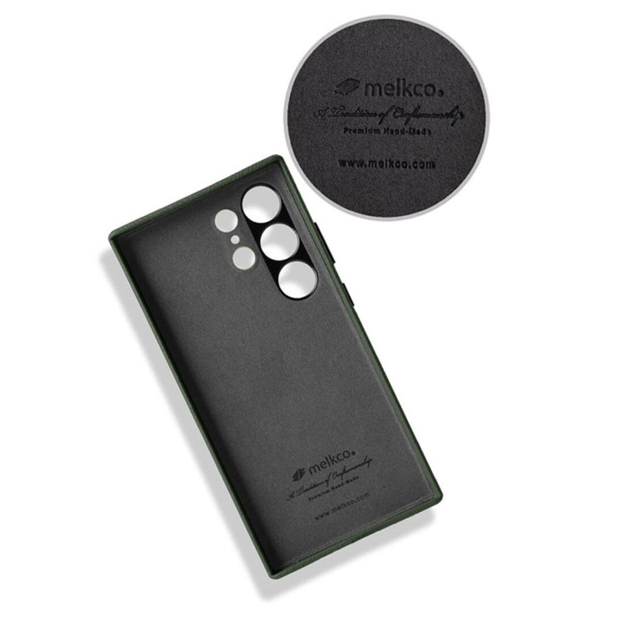 660184717A-6 MELKCO For Samsung Galaxy S24 Ultra Case Premium Genuine Leather Full-Wrap Phone Cover
