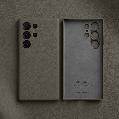 660184717D-2 MELKCO For Samsung Galaxy S24 Ultra Case Premium Genuine Leather Full-Wrap Phone Cover