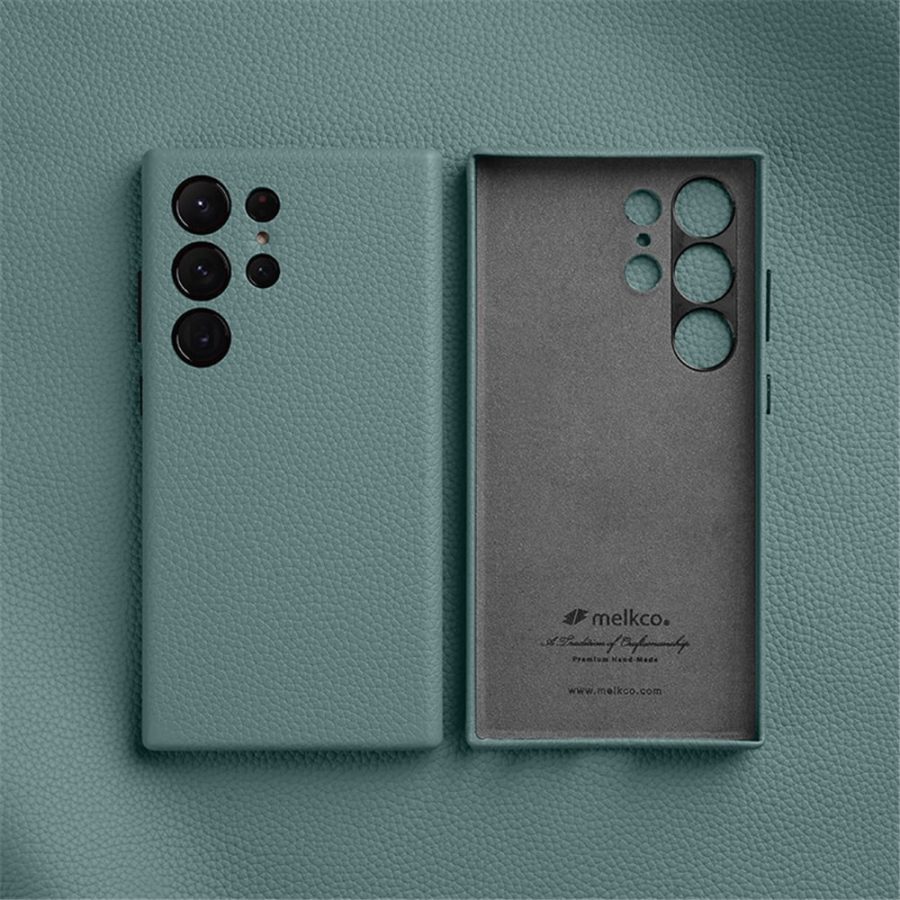 660184717F-2 MELKCO For Samsung Galaxy S24 Ultra Case Premium Genuine Leather Full-Wrap Phone Cover