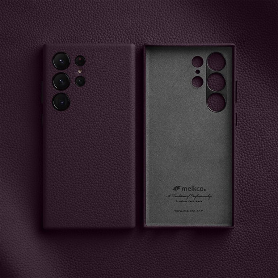 660184717G-2 MELKCO For Samsung Galaxy S24 Ultra Case Premium Genuine Leather Full-Wrap Phone Cover
