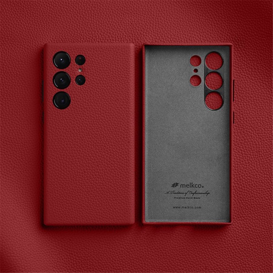 660184717H-2 MELKCO For Samsung Galaxy S24 Ultra Case Premium Genuine Leather Full-Wrap Phone Cover